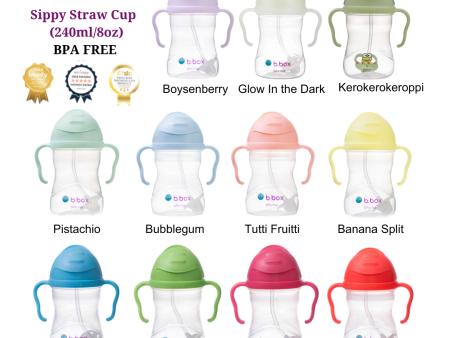 B.Box Baby Sippy Straw Cup 240ml With 360 Degree Weighted Straw (6m+)   Replacement Straw Set on Sale