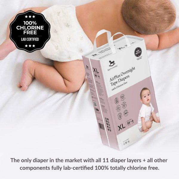 Applecrumby AirPlus Overnight Tape Diapers - S56   M52   L48   XL42 For Sale