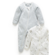 Purebaby 2 Pack Organic Zip Growsuit - Vanilla Ecualyptus Print For Discount