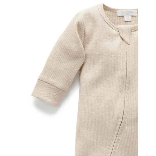 Purebaby Organic Zip Growsuit - Biscuit Melange Sale