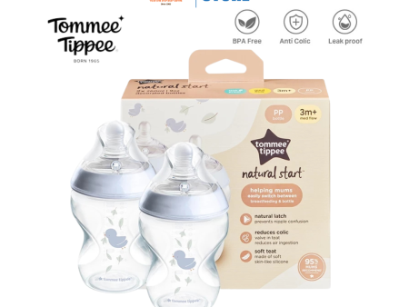 Tommee Tippee Natural Start PP Bottle 260ml - 2 Pack (Blue) Online Sale