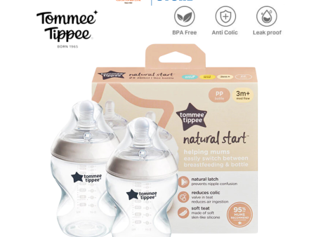 Tommee Tippee Natural Start PP Bottle 260ml with Medium Teat - 2 packs Supply