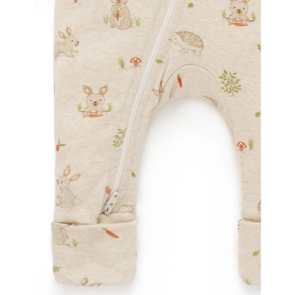 Purebaby Organic Printed Zip Growsuit Bunny Print 3-6m Sale