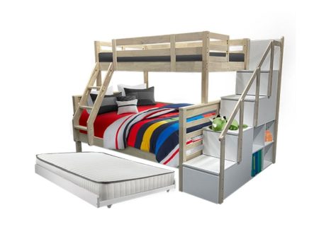 [PRE-ORDER] Snoozeland Huckleberry Super Single over Queen Bunk Bed with Staircase and Pull Out Single Trundle Supply