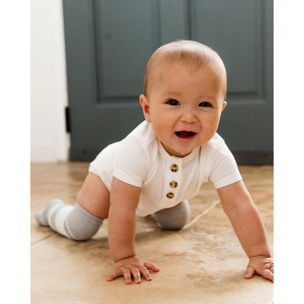 Snuggle Shield® Bamboo Short Sleeve 3 Button Onesie White (0-3M) Fashion