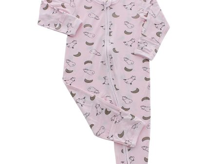 Baa Baa Sheepz Romper Zip Small Moon & Sheepz Pink For Sale