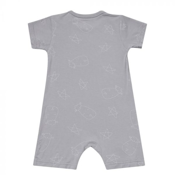 Baa Baa Sheepz Romper Short Sleeve Cute Big Star & Head Grey - 12M Cheap