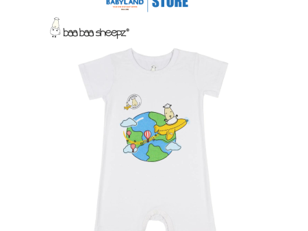 Baa Baa Sheepz SPECIAL EDITION - Romper Short Sleeve Globe White For Sale