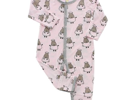 Baa Baa Sheepz Romper Snap Big Sheepz Pink With Grey Border - 6M Online Hot Sale