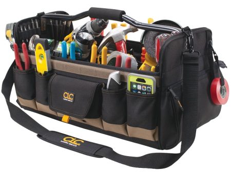 CLC Tool Works Series 1579 Open Top Tool Bag, 11 in W, 11 in D, 20 in H, 27-Pocket, Polyester, Black For Cheap