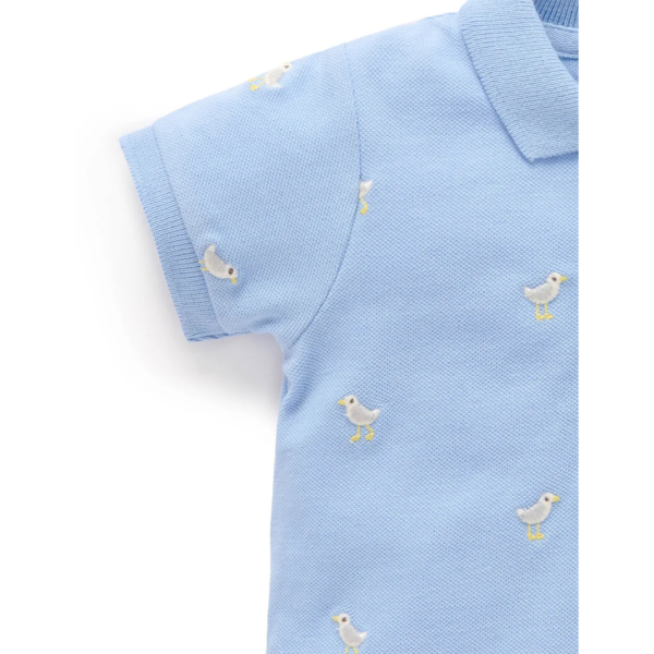 Purebaby Organic Seagull Polo Shirt Seagull Broderie Cheap