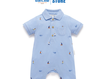 Purebaby Organic Baby Yacht Polo Growsuit - Yacht Broderie Online