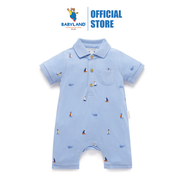 Purebaby Organic Baby Yacht Polo Growsuit - Yacht Broderie Online