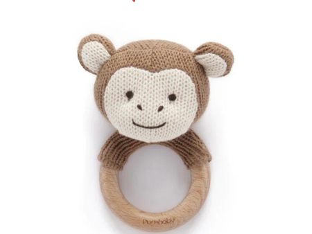 Purebaby - Organic Knitted Monkey Rattle Coconut (0m+) Online