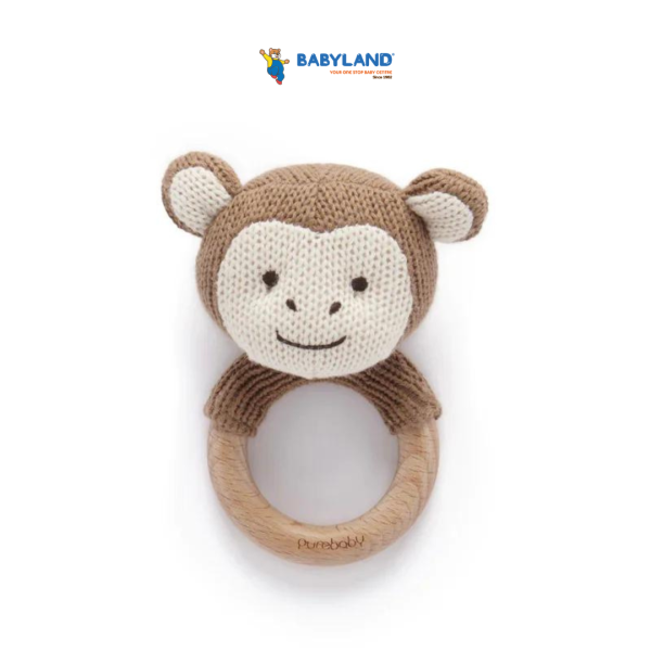 Purebaby - Organic Knitted Monkey Rattle Coconut (0m+) Online