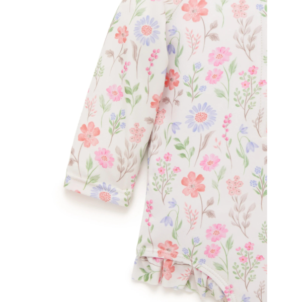 Purebaby Organic Baby Kids Long Sleeve Swimsuit Geranium Print Online now