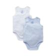 Purebaby 2 Pack Organic RIB  Singlet Bodysuit - Pale Blue Pack For Sale