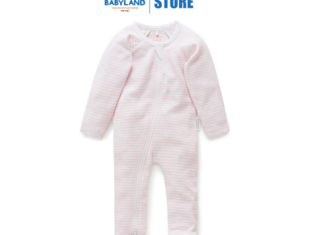 Purebaby Zip Growsuit - Pale Pink Melange Stripe Online