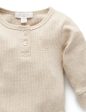 Purebaby Organic Rib Henley Bodysuit - Biscuit Melange Discount