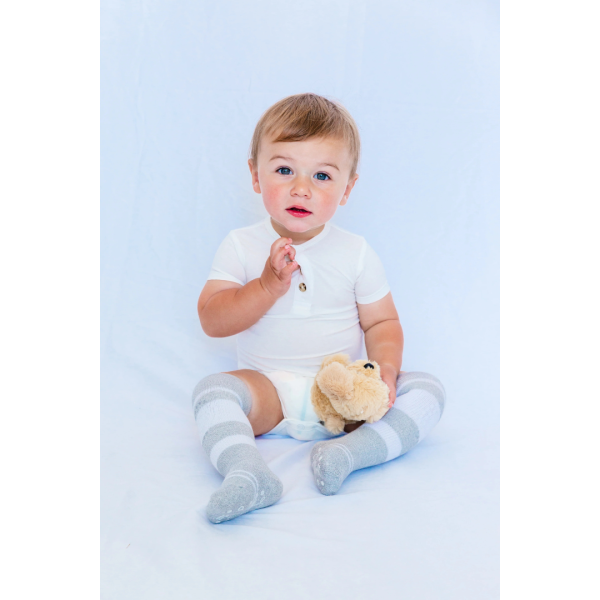 Snuggle Shield® Bamboo Short Sleeve 3 Button Onesie White (0-3M) Fashion