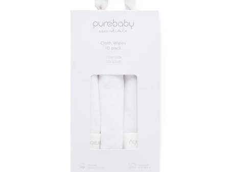 Purebaby Organic Cloth Wipes 10 Pack - White Online Sale