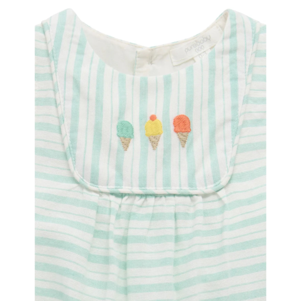 Purebaby Organic Ice Cream Bodysuit Seafoam Stripe For Discount