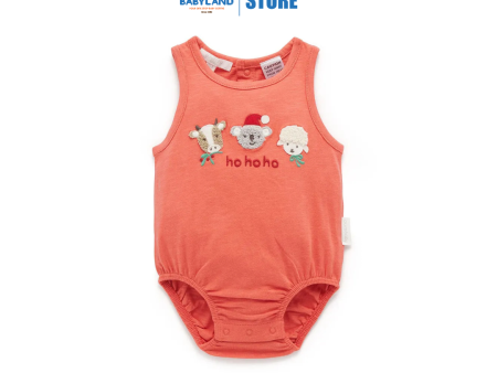 Purebaby Organic Koala Santa Bodysuit Vintage Red on Sale