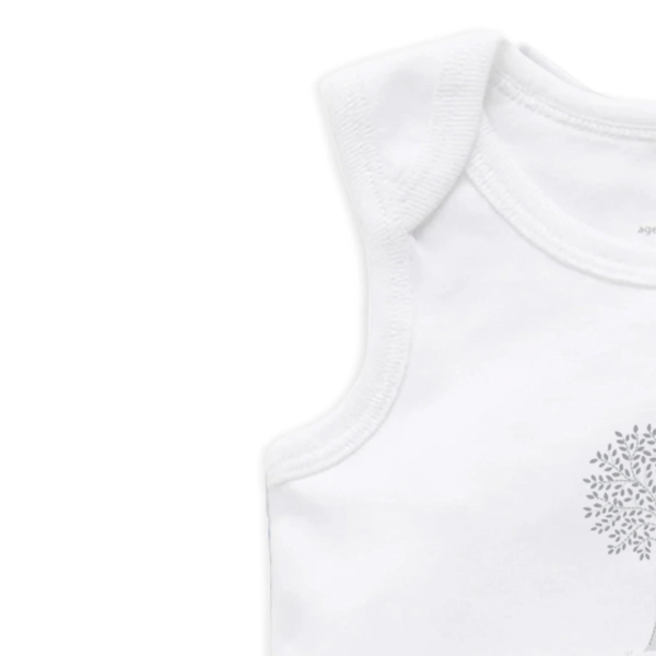 Purebaby 2 Pack Organic Singlet Bodysuit - Pale Grey Melange Print Sale