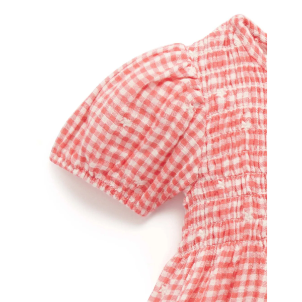 Purebaby Organic Gingham Star Broderie - Festive Shirred Dress Sale