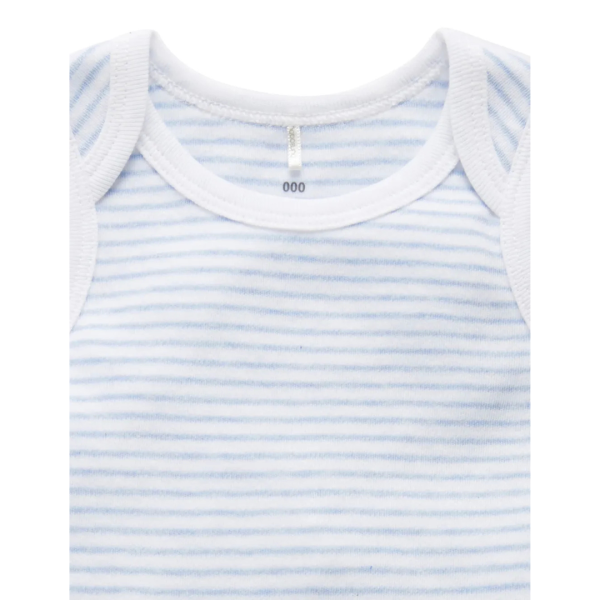 Purebaby Organic Singlet Bodysuit Unisex - Pale Blue Melange Stripe Online Sale