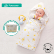 Purcotton Baby Swaddle 90cm x 90cm Yellow Baby Elephant on Sale