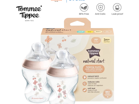 Tommee Tippee Natural Start PP Bottle 260ml - 2 Pack (Pink) Supply