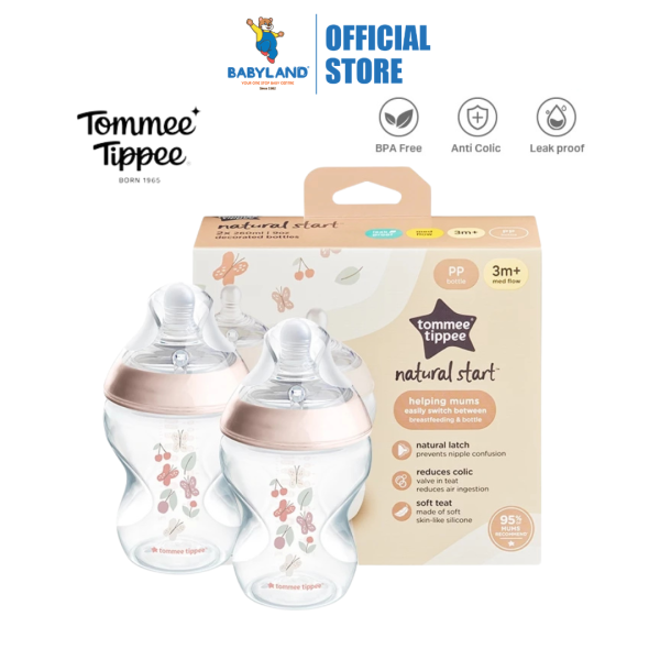 Tommee Tippee Natural Start PP Bottle 260ml - 2 Pack (Pink) Supply