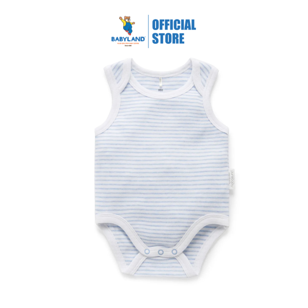 Purebaby Organic Singlet Bodysuit Unisex - Pale Blue Melange Stripe Online Sale