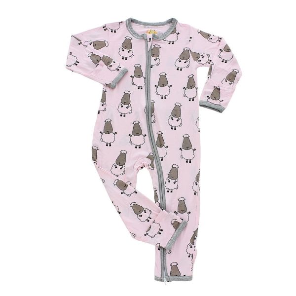 Baa Baa Sheepz Romper Zip Big Sheepz Pink With Grey Border Cheap