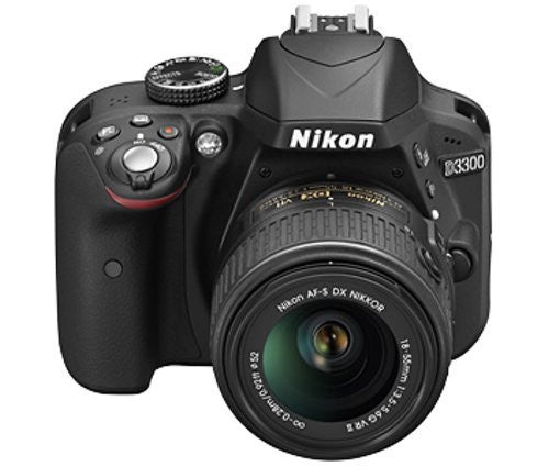 Nikon D3300 24.2MP Digital SLR Camera, Black with AF-P DX NIKKOR 18-55mm f 3.5-5.6G ED VR Lens, Memory Card and Camera Bag on Sale