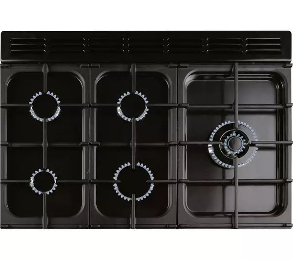 RANGEMASTER Kitchener KCH90DFFBL C 90CM Dual Fuel Range Cooker - Black & Chrome Cheap